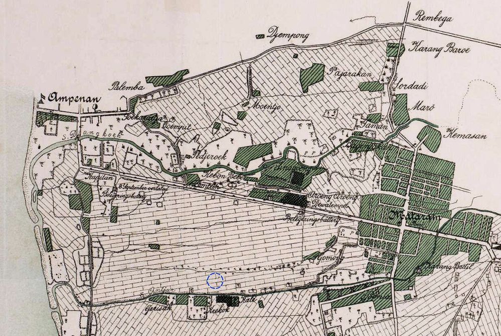 Mataram: kaart van het strijdtoneel, 1895